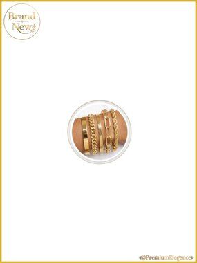 14K Gold Plated Bracelet Set Non Tarnish Stackable Adjustable Women Jewelry